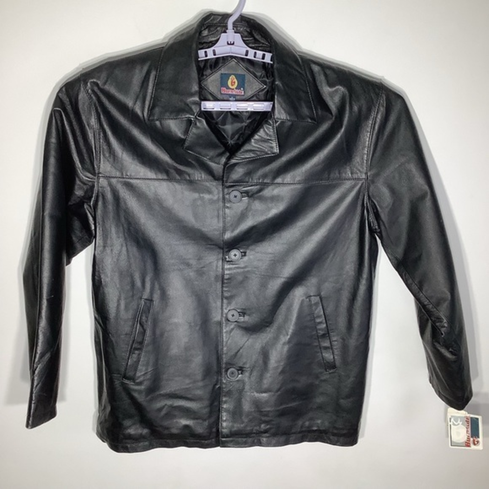 Vintage Burnside Mens Black Leather Jacket‎ Size Large